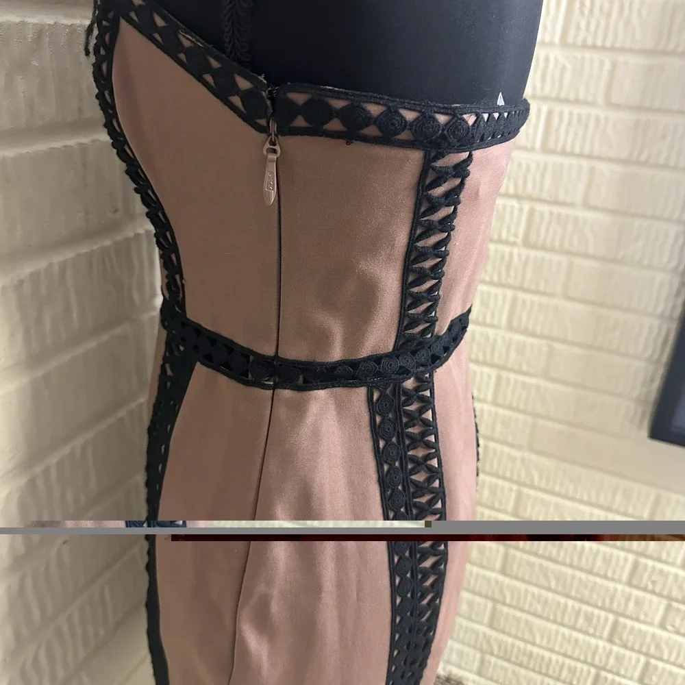 NWT Free People City Lights Embroidered Tube Bodycon Dress Brown/Black Sz 2 $250
